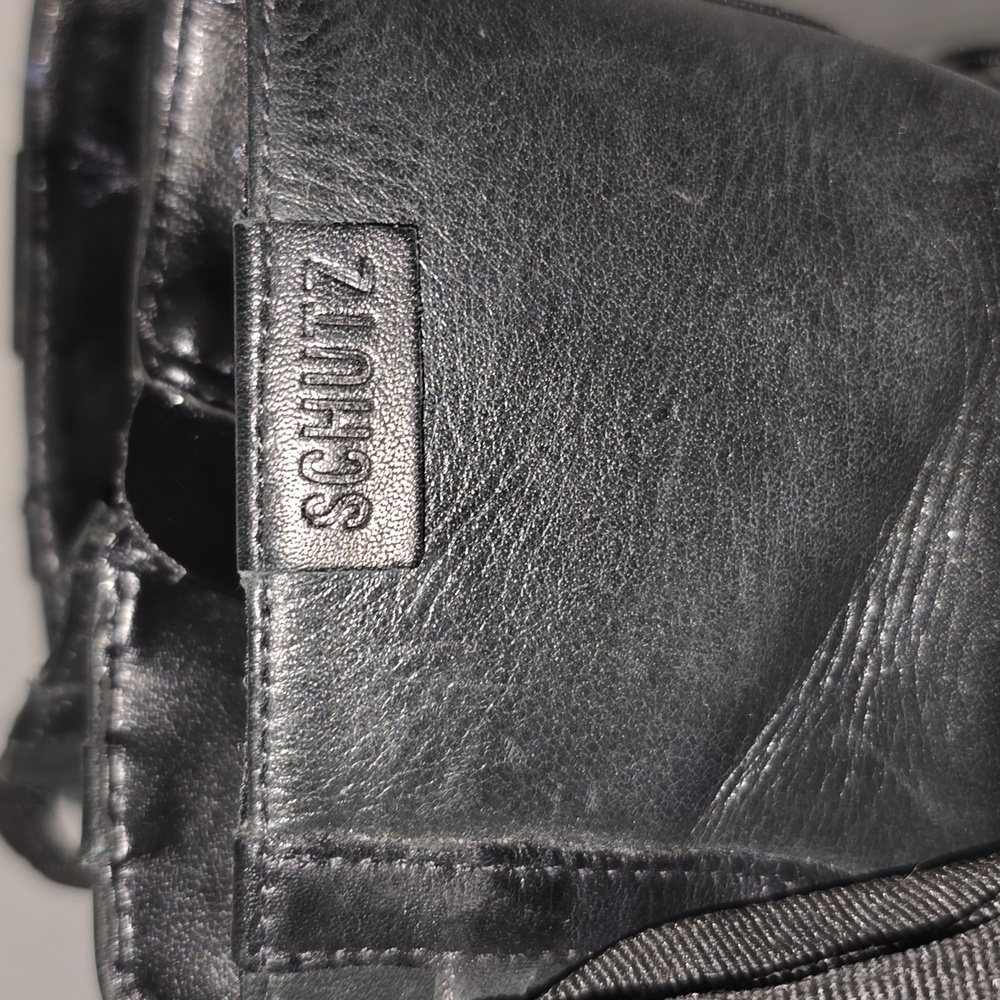 Schutz Kaile Black Leather Combat Boots Women 8 - Picture 4 of 15